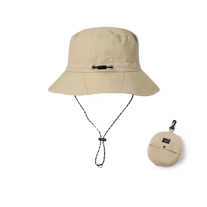 New Unisex Wide Brim Bucket Hat UPF 50+ Sun Protection, Foldable & Windproof Linen Blend Hat for Hiking, Fishing, Beach & Vacation/khaki — image 2