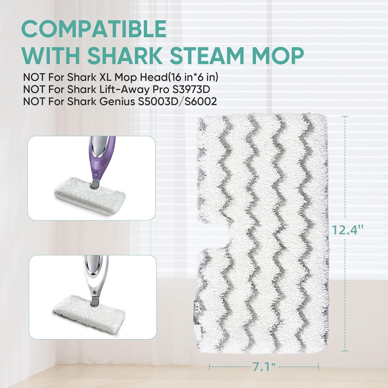 4 Pack S3501 S3601 Steam Pocket Mop Pads or Shark S3500 Series S3501 S3601 S3550 S3901 SE450 S3801CO S3601D S2901 S2902 Steam Mop Pads Washable โ image 2