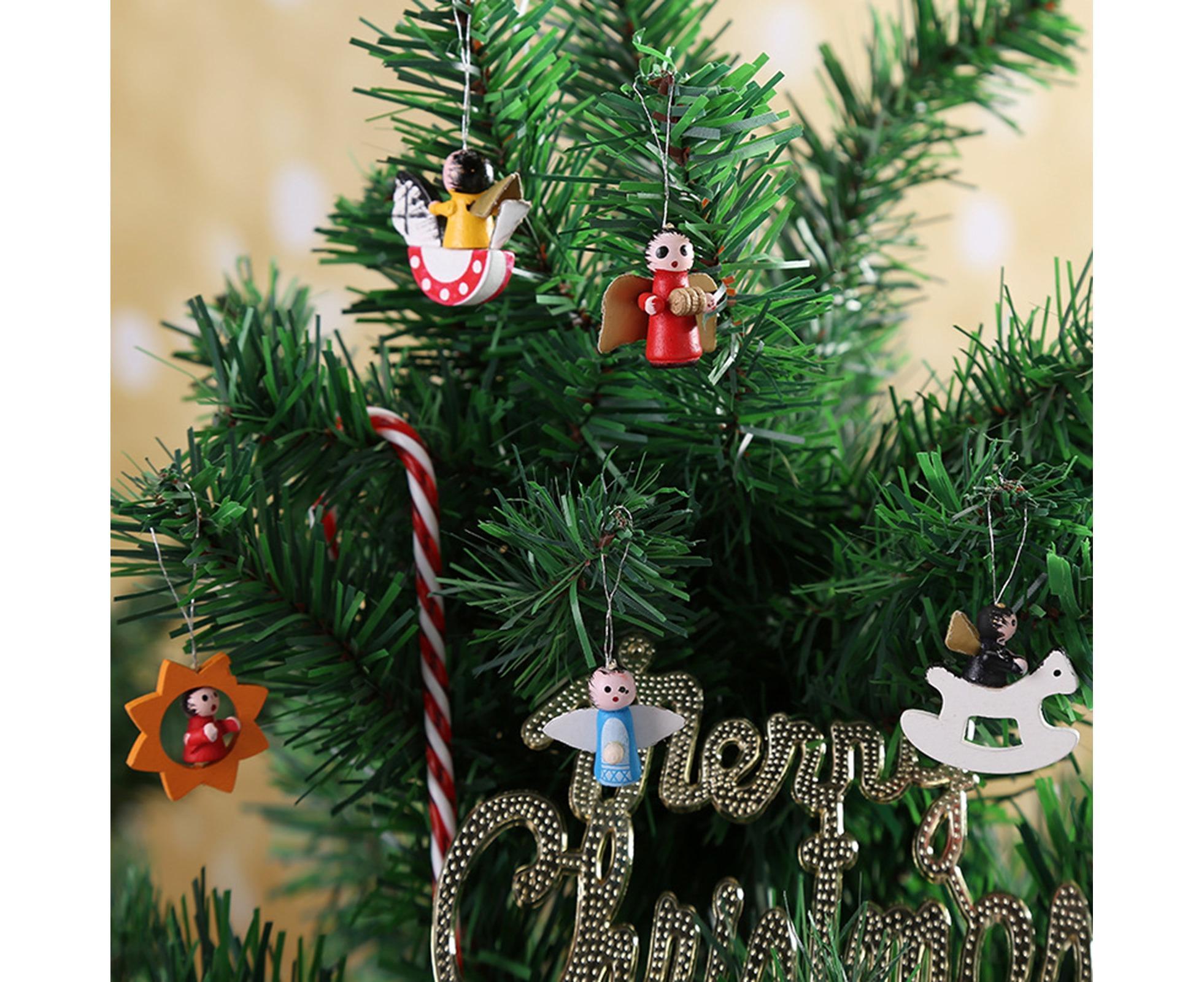48Pcs Xmas Pendants Multi Shapes Wooden-Multicolor — image 3