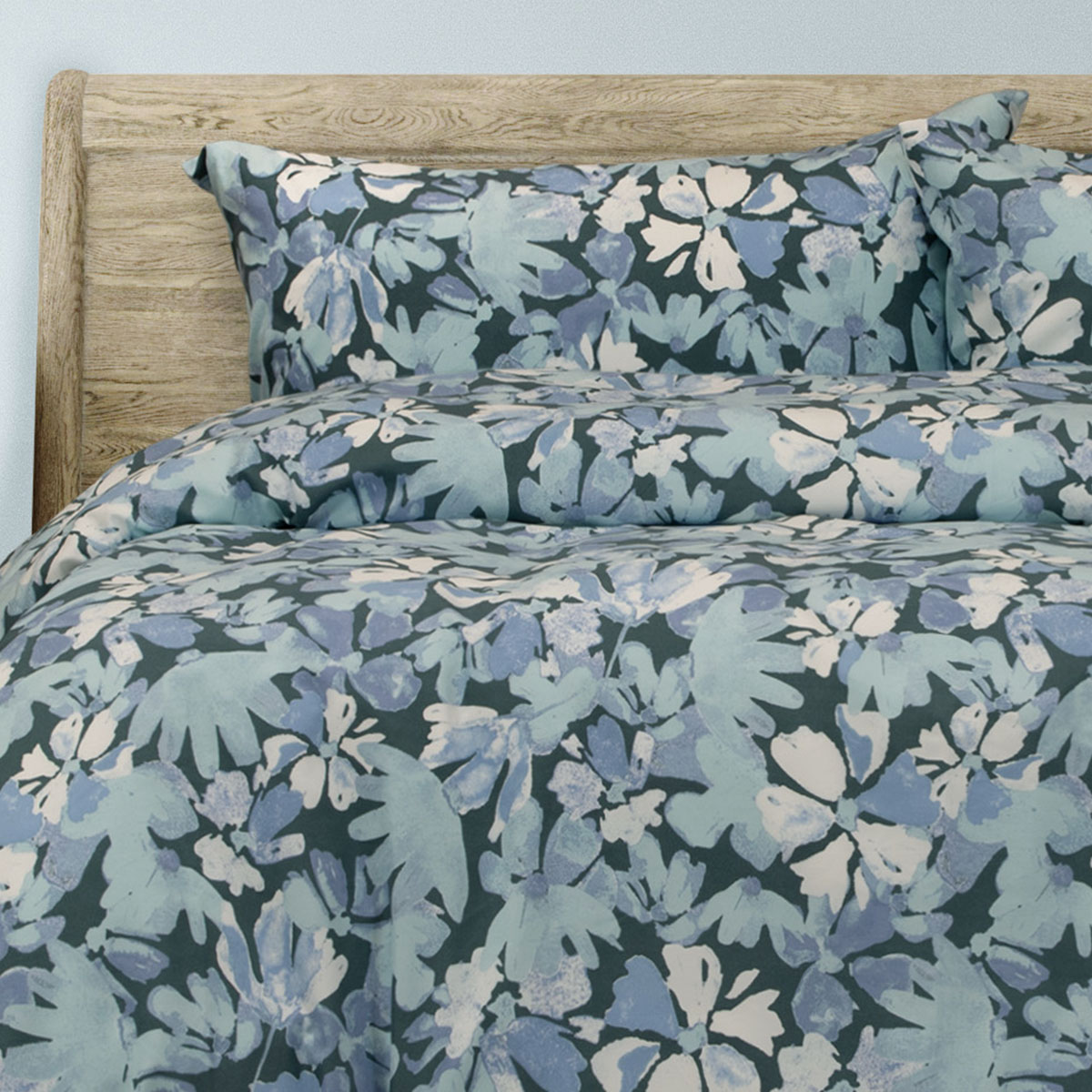Ardor Eadie Teal Floral Printed Quilt Cover Set King โ image 3