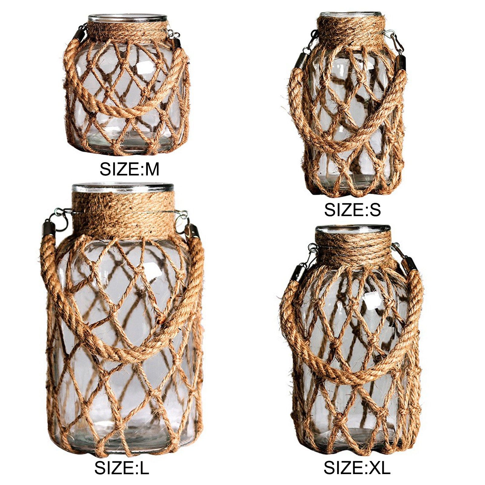 Hand Woven Twine Glass Vase Transparent Flower Arrangement Vase Hydroponic Vintage Vase Decoration β image 3