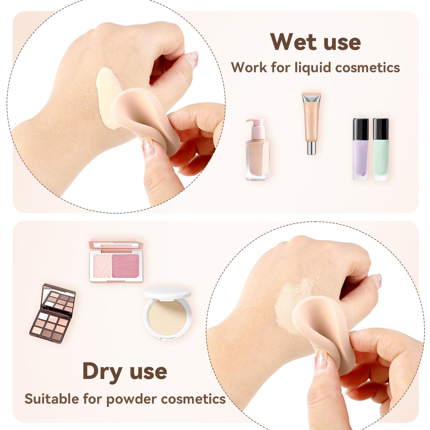 2 Pcs Makeup Sponges with Travel Case, Facial Primer Compact Powder Puff, Cosmetics Blush Applicators Sponges for All Skin Types Wet and Dry Dual Use (Round) — image 6