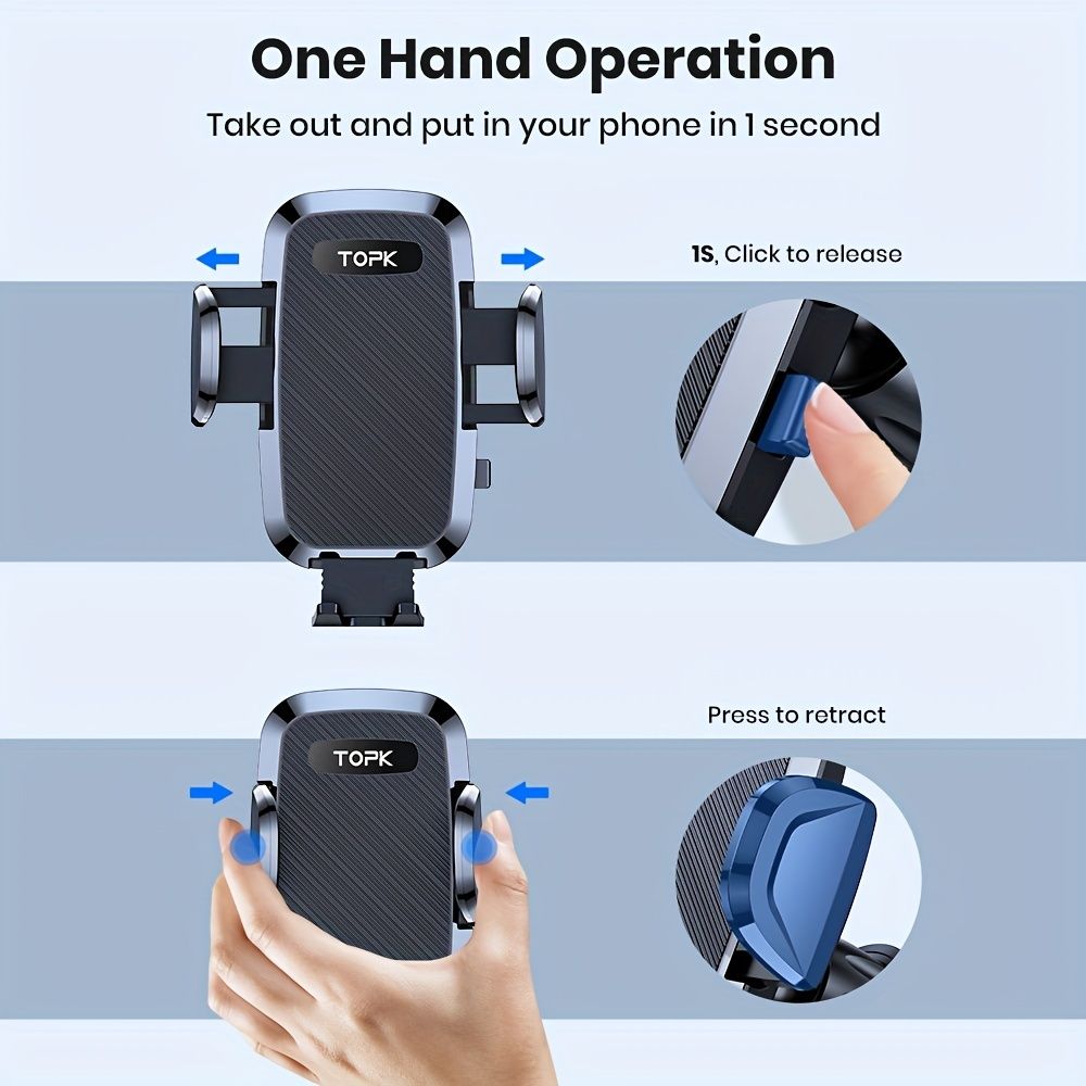 TOPK Car Phone Holder with Strong Suction and Adjustable Arm โ image 5