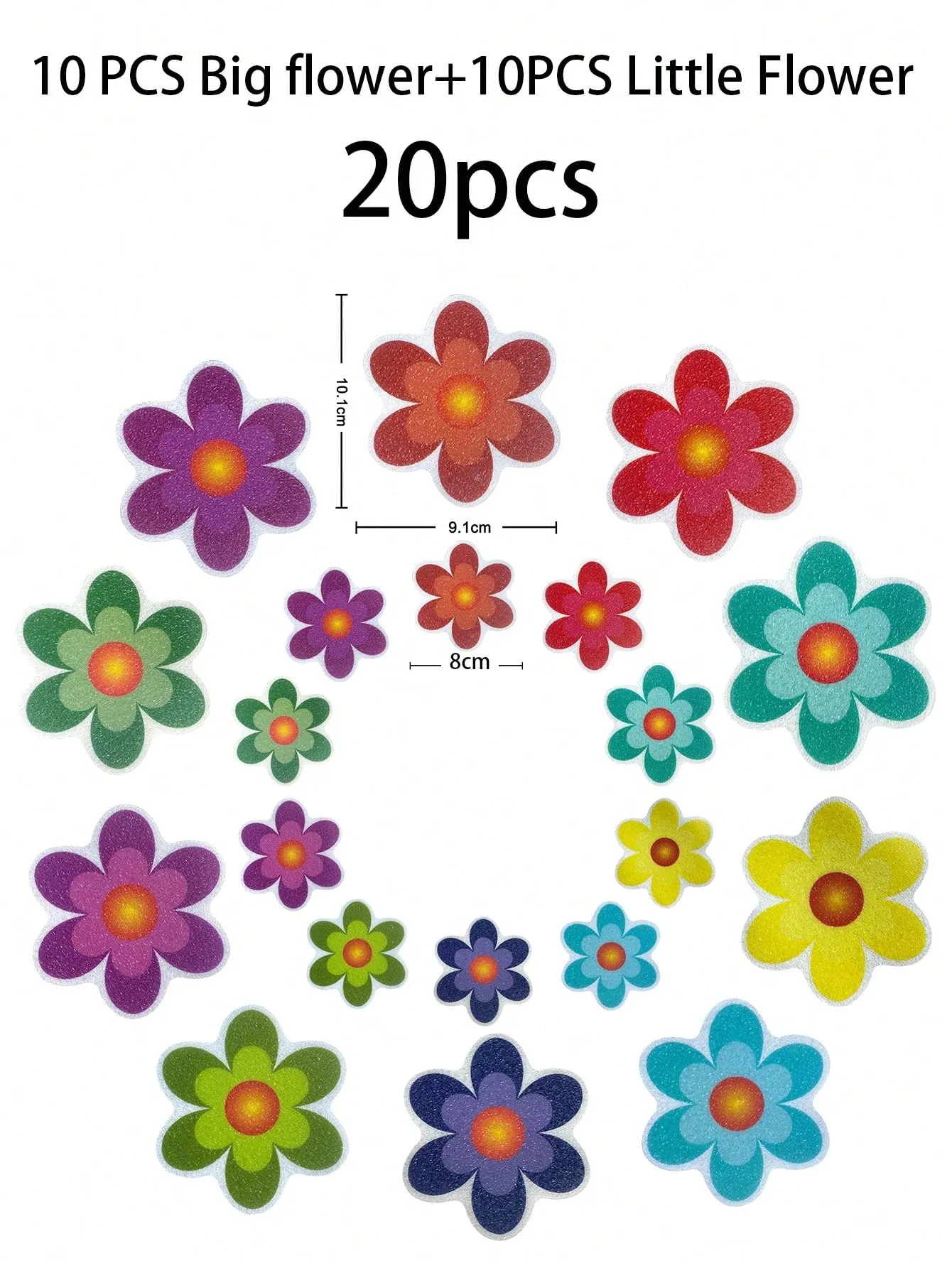 20Pcs Assorted Size Flower Shaped Non-Slip Bath Tub Stickers – Decorative & Functional Bathroom Decor — image 2