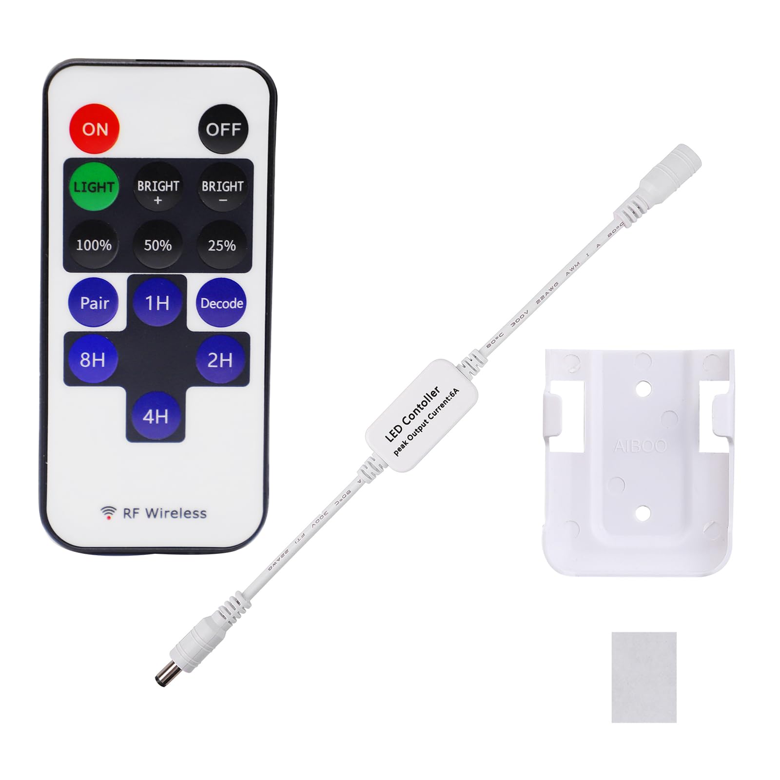 Updated Mini Remote Control for Single Color LED Strip Lights, RF Dimmer for 12V DC LED Ribbon, LED Neon Sign, Wireless Remote Control for Dimmable 3528 5050