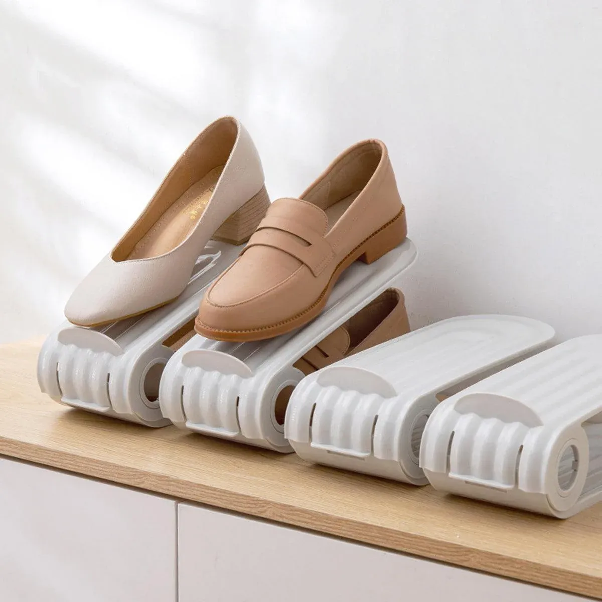 20pcs Shoe Slots Organizer Adjustable Double Layer Shoe Rack Stackable Support - Grey — image 6