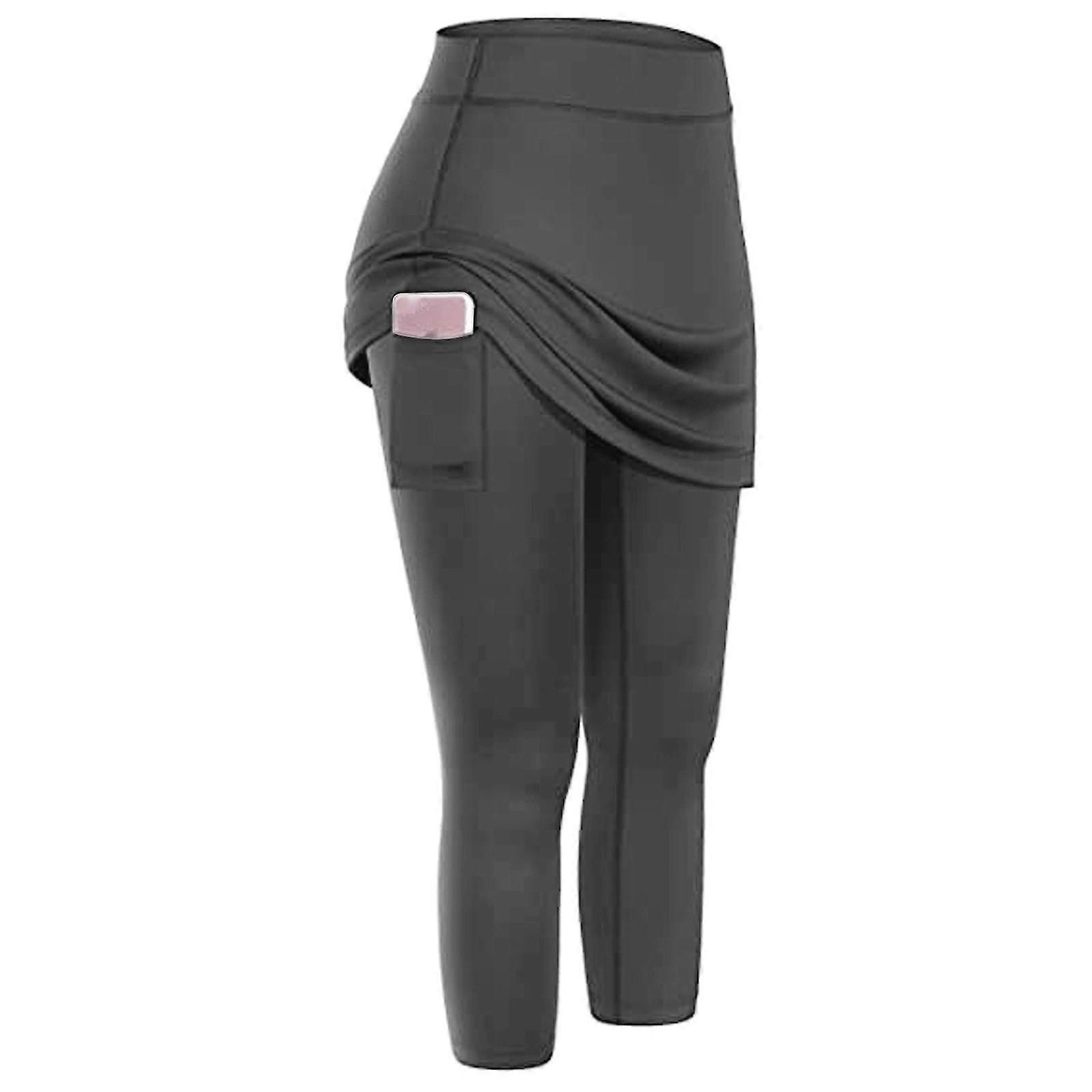 Women's High Stretch Yoga Pants Side Pocket Sports Running Fitness Casual Workout Pants - Gray M