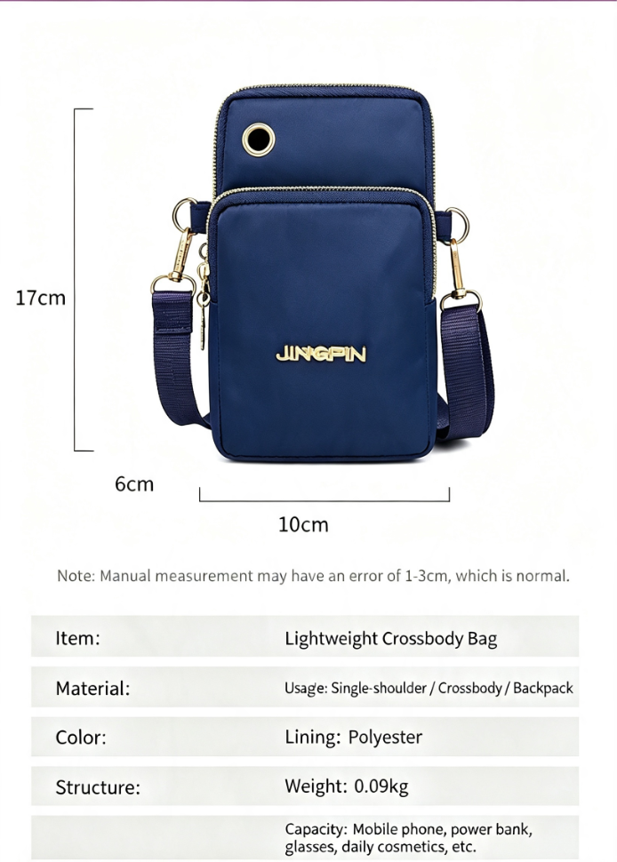 Lightweight Phone Crossbody Bag - Waterproof Oxford Shoulder Bag for Women - Casual Slim Sling Purse for Travel Daily Commute - Blue โ image 3