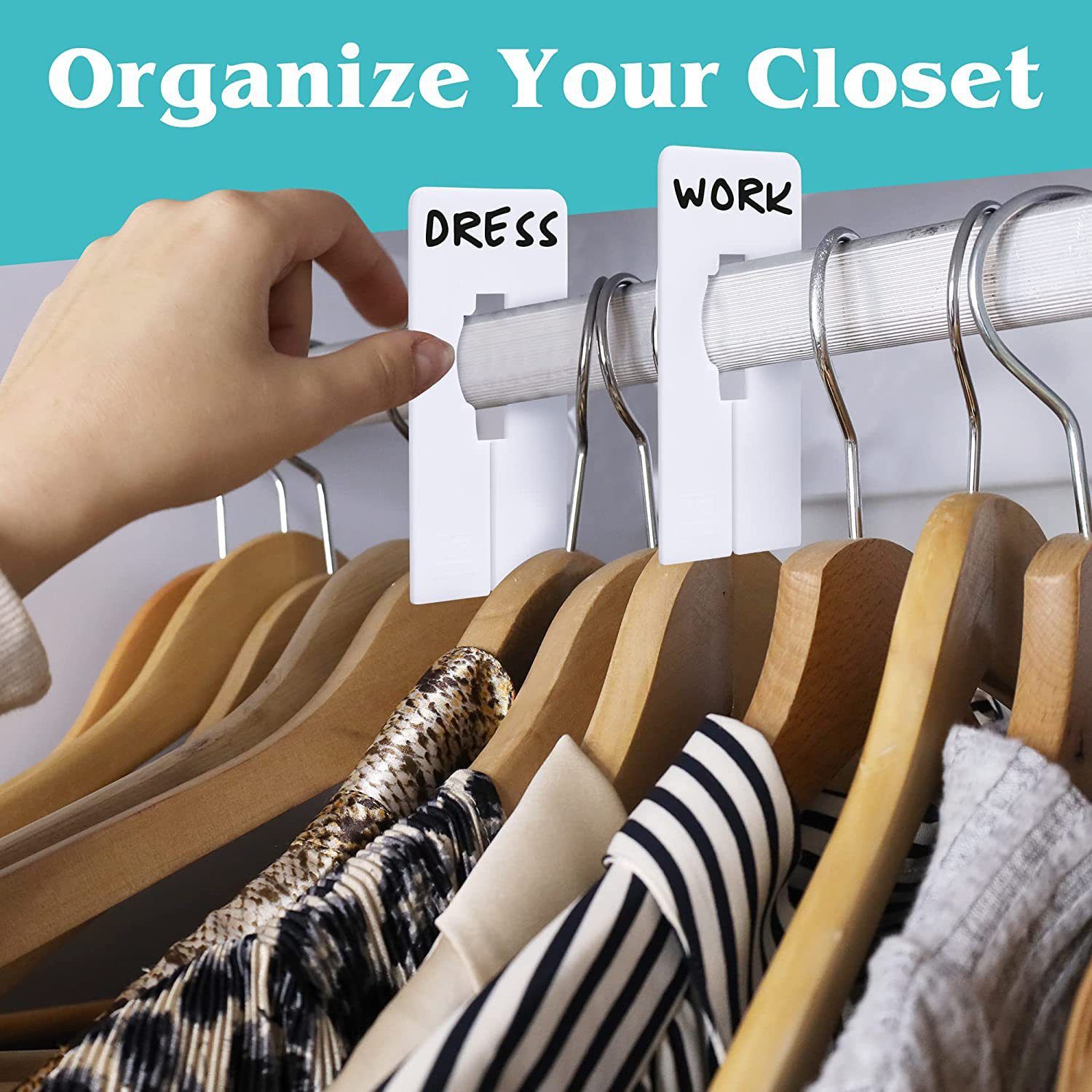 20 PCS Closet Rack Dividers, Wardrobe partition board White Rectangular Clothing Hanger Dividers Writable & Reusable — image 2