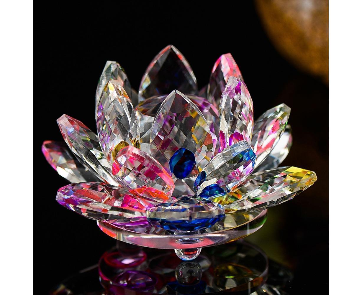 Artificial Quartz Crystal Lotus Flower Figurine Wedding Party Decor Souvenir-Colorful โ image 6