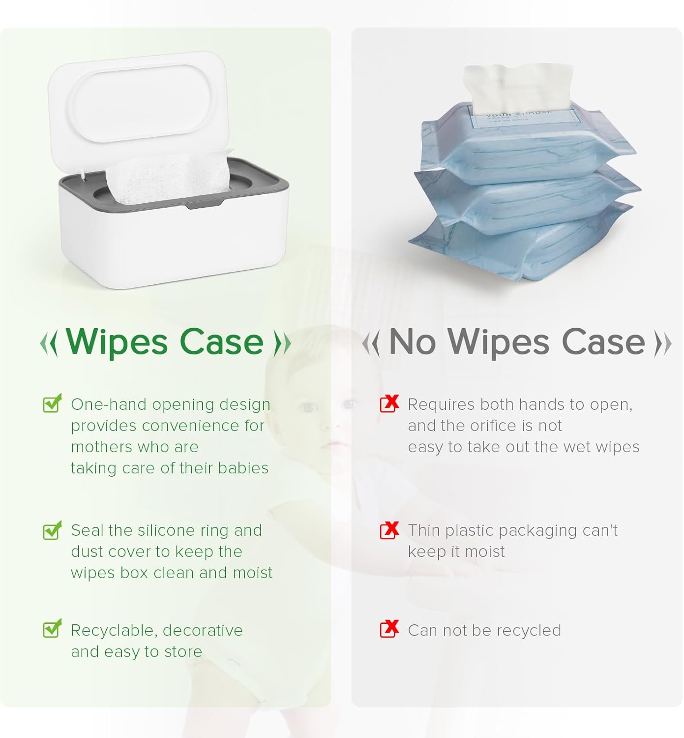 Baby Wipes Dispenser, Wipes Case Baby Wipe Holder Keeps Wipes Fresh, Non-Slip, Easy Open & Close (Gray) โ image 4