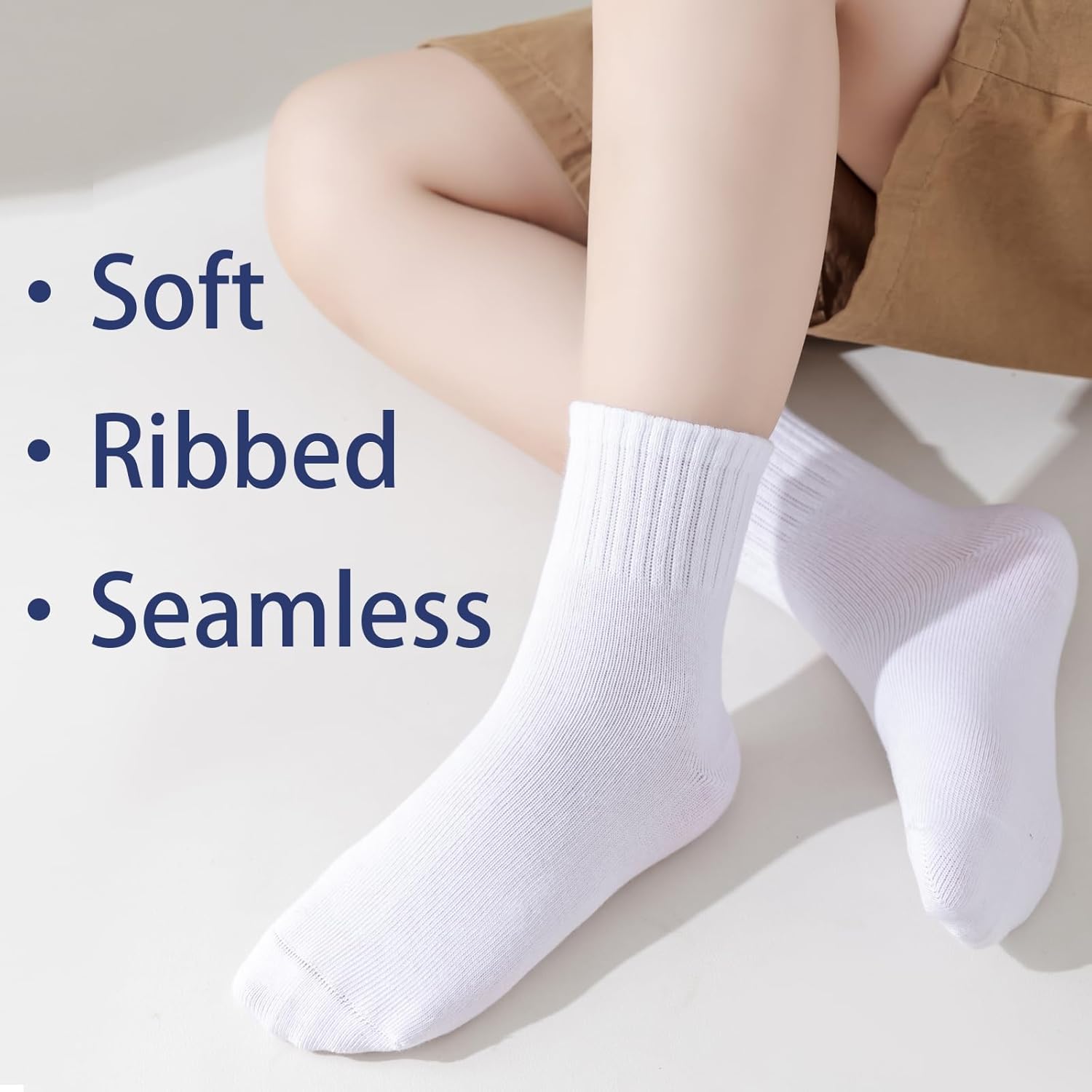 Boys Crew Socks Kids Seamless Cotton Socks Dress Socks Uniform Socks for Girls 4/8 Pairs — image 2