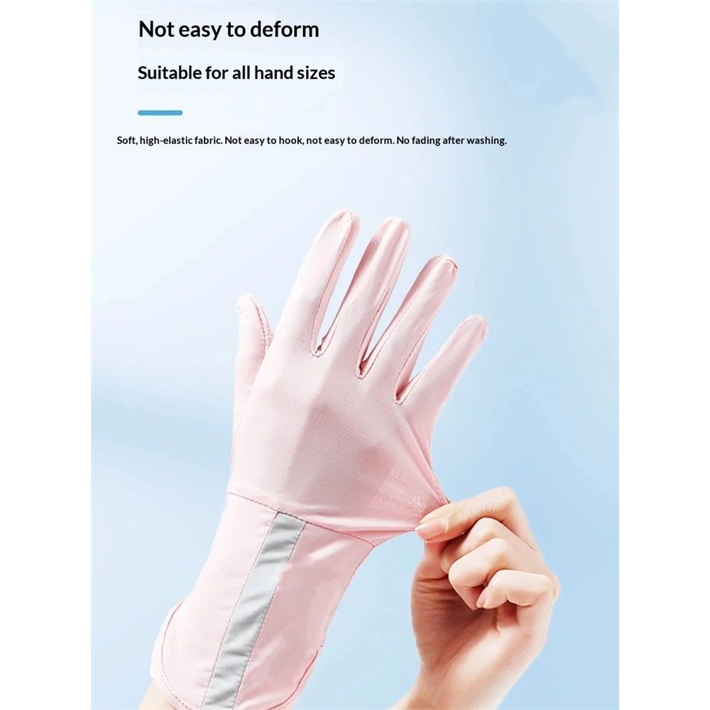Men Women Cycling Gloves Touchscreen Full Finger Sun UV Protection Summer Gloves for Driving Fishing(pink) — image 4