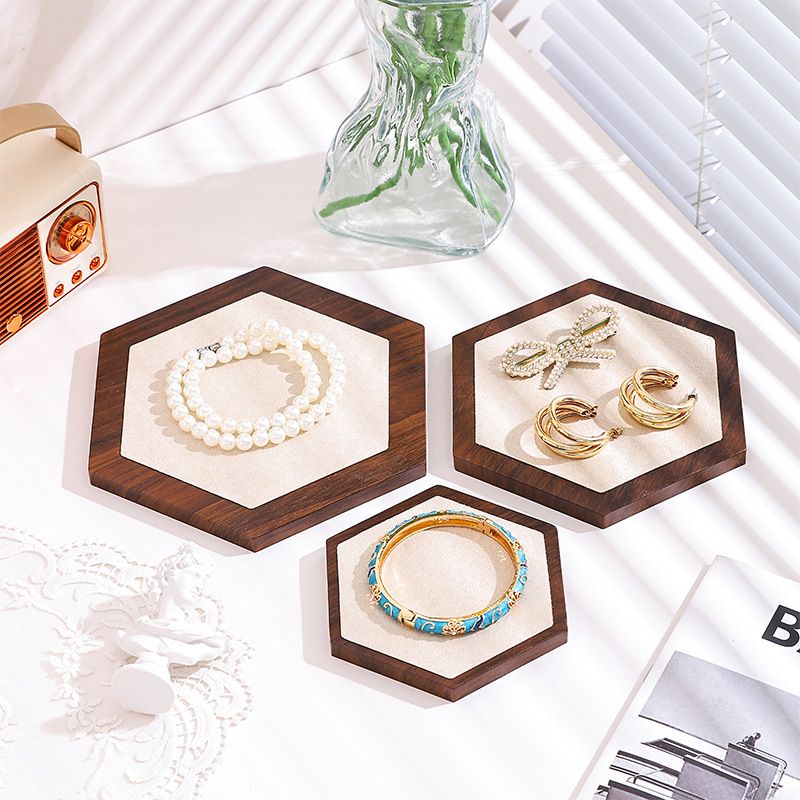 Wooden Jewelry Display Set of 3, Jewelry Storage Tray & Display Stand, Photography Background Prop for Earrings Necklaces Bracelets