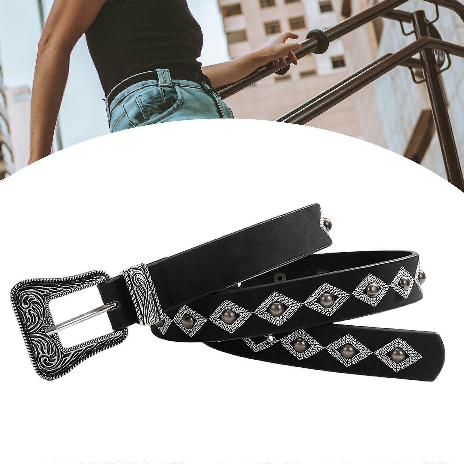 Cream PU Leather Belt, Adjustable Unisex Punk Waist Belt for Casual Wear โ image 2