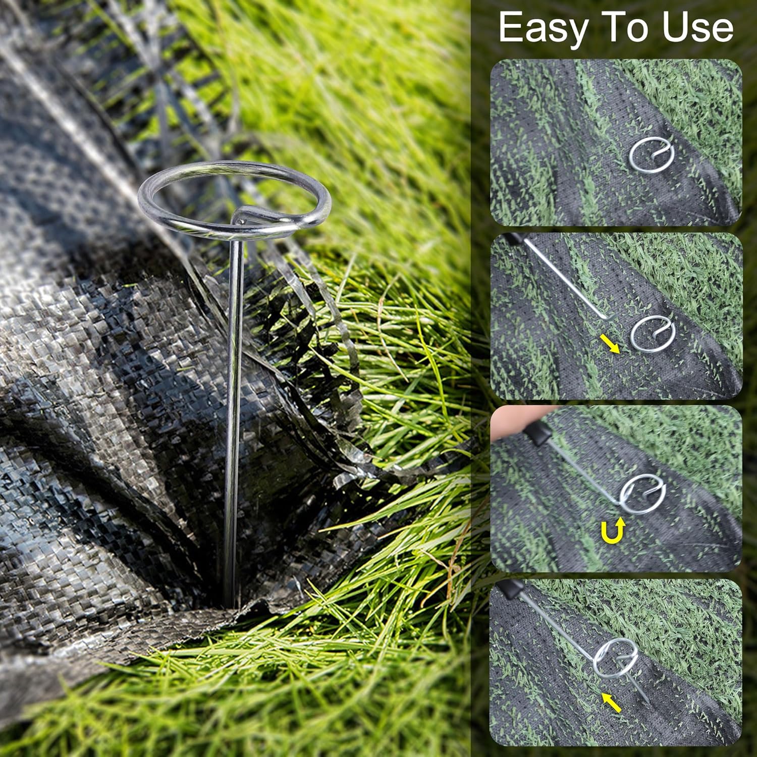 120 Pcs Garden Landscape Staples - 12 Gauge Circle Top Landscape Pins - 6 Inch Galvanized Landscape Pins Garden Stakes with 1Pc Nail Lifter for Securing Yard — image 3