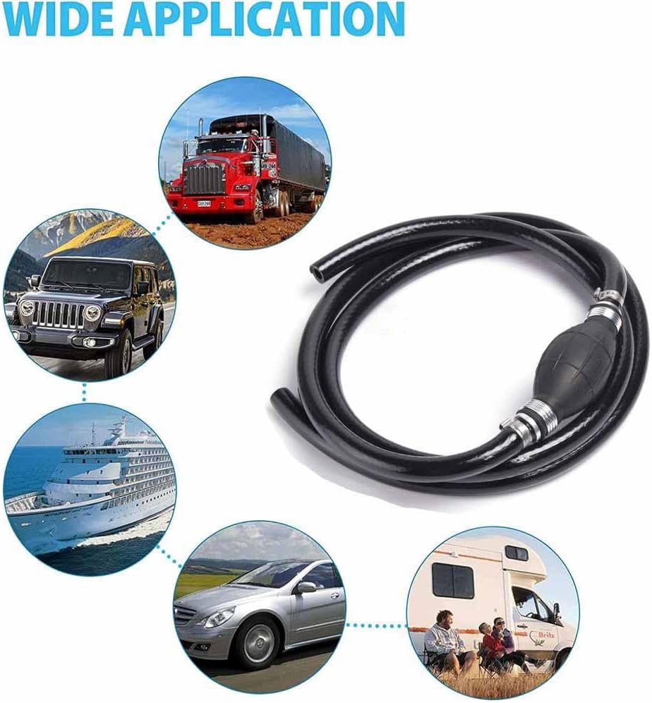 Fuel Line Hose for Outboard, Nylon Braid 5/16 Inch Fuel Line Hose with Hand Pump Bulb, 6 FT Long Boat RVs Tractor Fuel Line Assembly — image 4