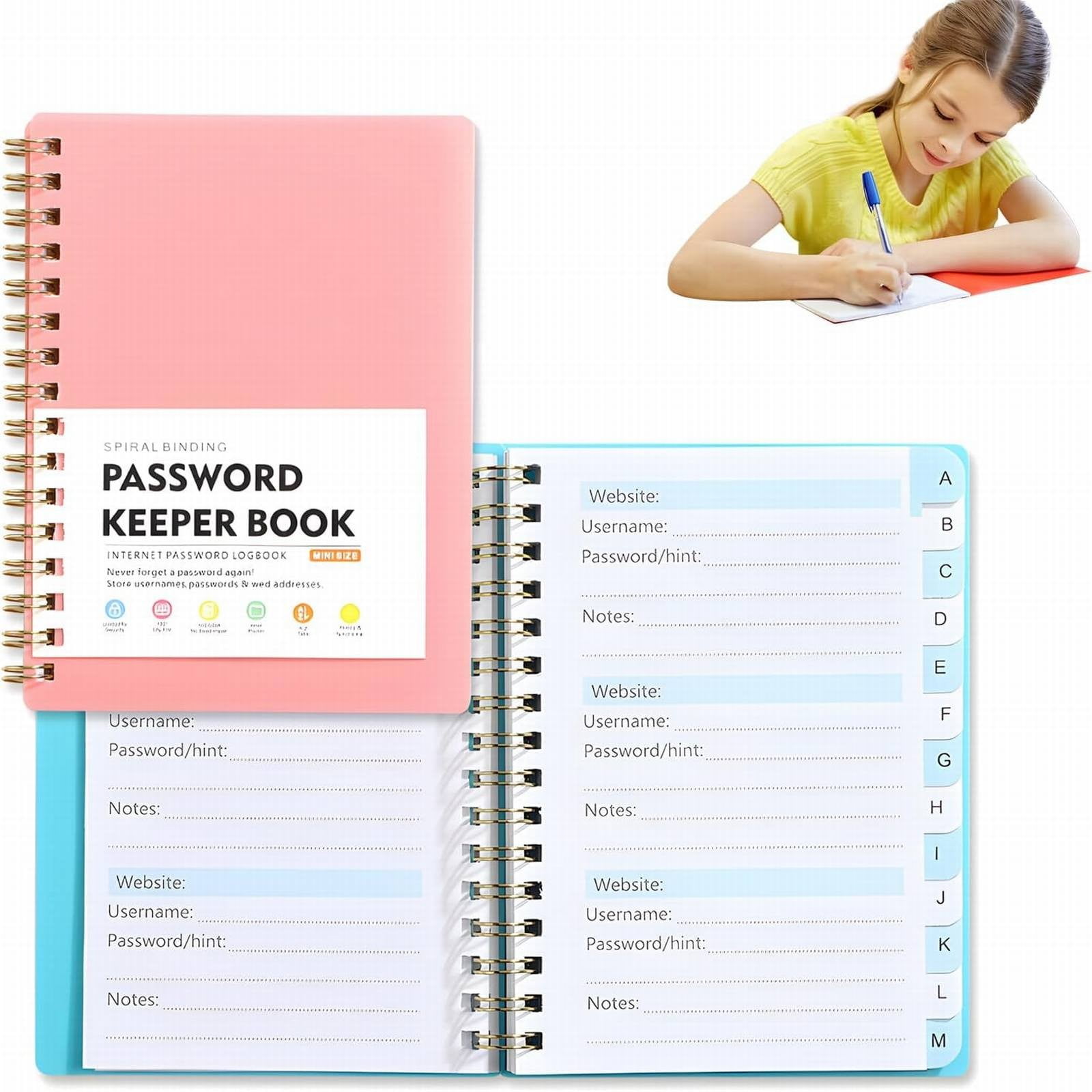 Spiral Password Book with Alphabetical Tabs,Plastic Password Book,Password Book Password Book with Personal Alphabet Label Internet Address and Password — image 5