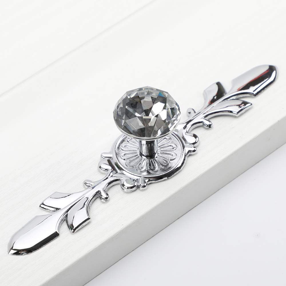 Silver backboard cabinet knob, crystal glass drawer, diamond vanity handle, with flat cabinet wardrobe handle
