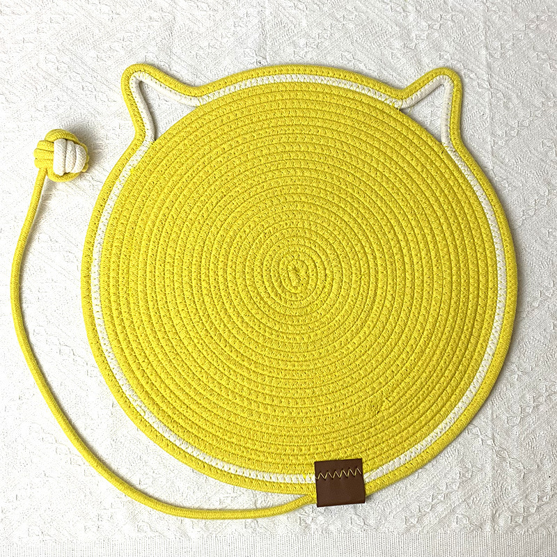 3 Pcs Yellow Durable Cat Scratching Mat with Attached Toy Ball - Washable and Multi-Functional