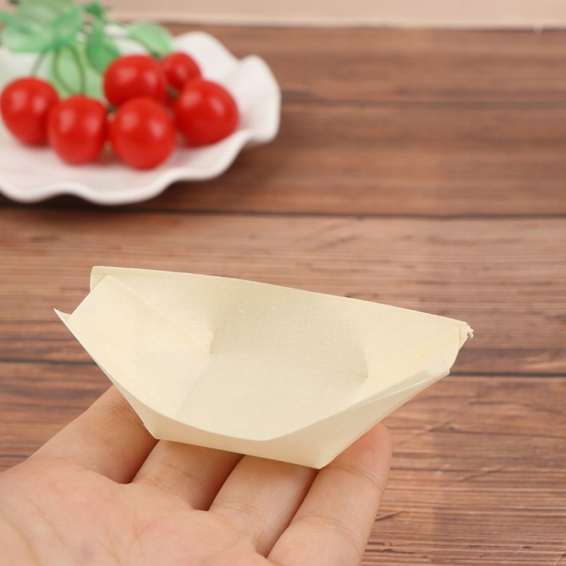 50Pcs Disposable Wooden Plates for Sushi Salad and Desserts, Pine Wood Bowls, Eco-Friendly Food Serving Dishes 5IN โ image 3
