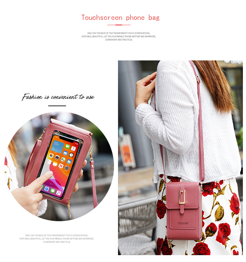 Women's Crossbody Phone Bag with Clear Touch Screen Window PU Leather Wallet Purse Multi-Pocket Shoulder Handbag Adjustable Strap Card Holder Pale pink — image 5