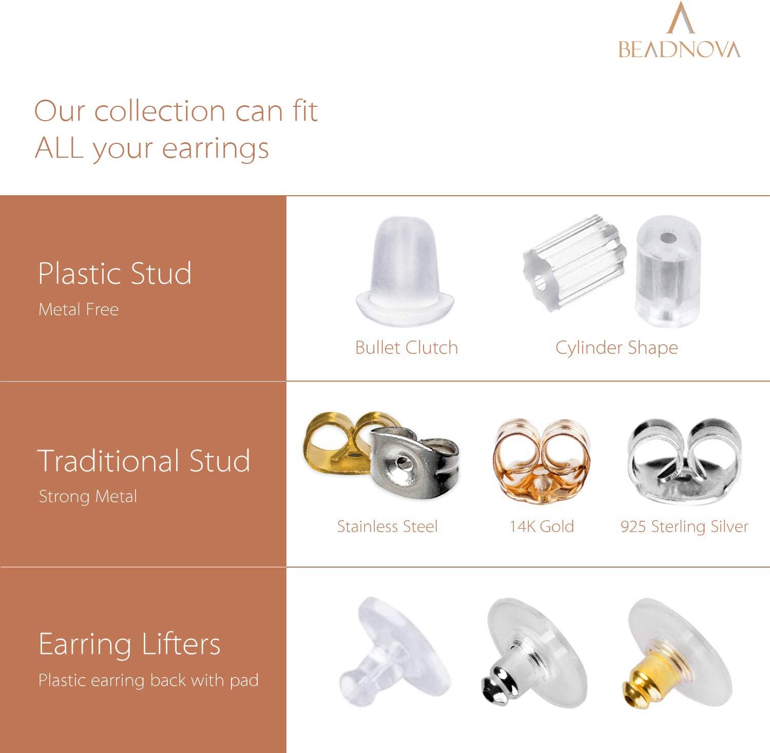 Earring Backs Replacements Earring Backing Silver Plated Pierced Hypoallergenic Ear Stud Backs Stoppers Safety Bullet Clutch Earstud Backings with Pad for โ image 4