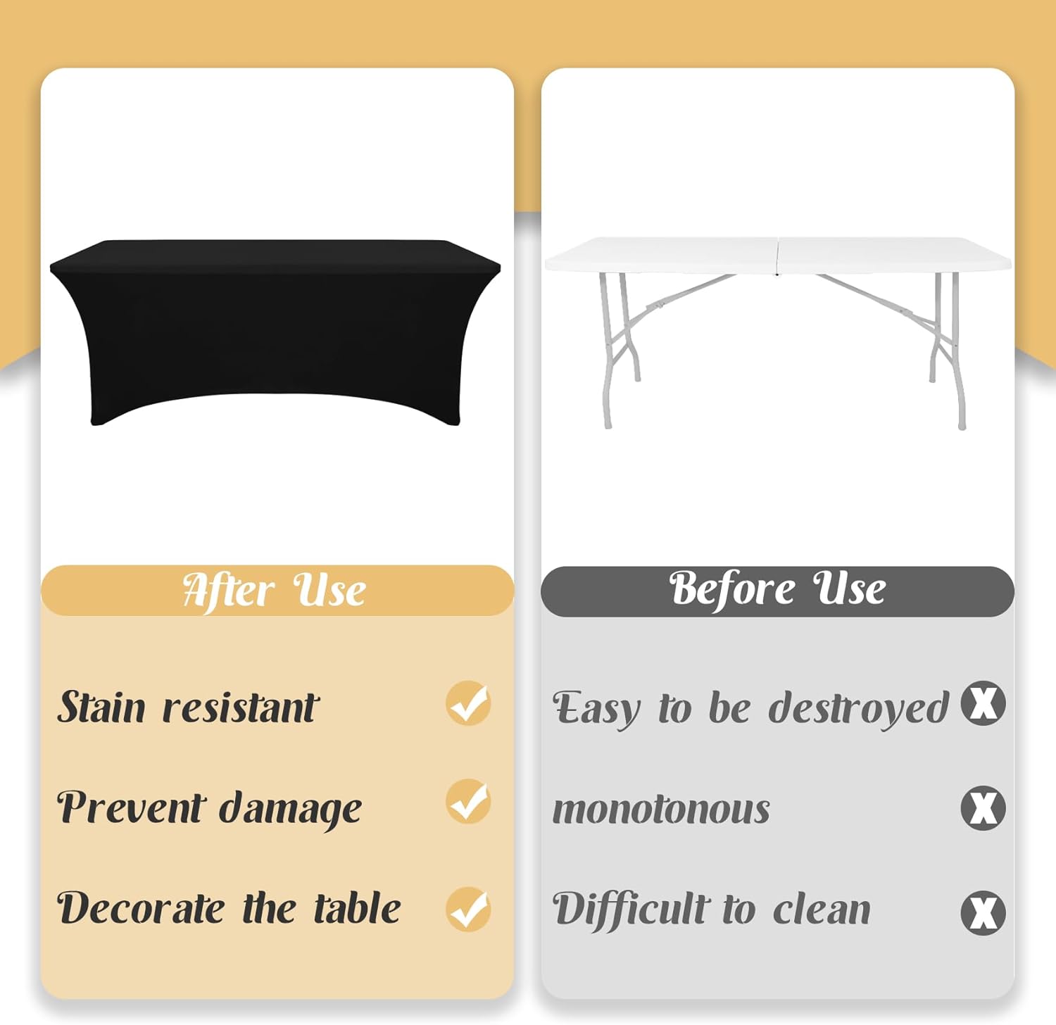 3 Pack Table Cloth 6ft Black Tablecloths for Rectangle Folding Table Spandex Fitted Stretch Cover Wrinkle Resistant Washable Protector for Party, Wedding — image 4