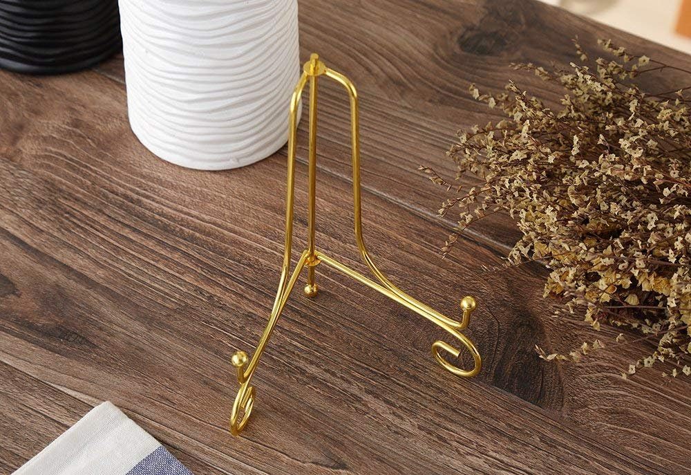 Plate Stands for Display 4 Inch - Decorative Plate Holder - Gold Metal Picture Stand for Table - Small Easels for Display Card, Photo, Mini Sign, and PSA Slab โ image 3