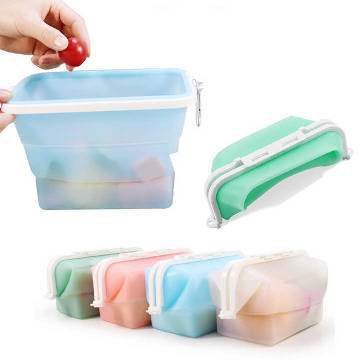 2 Pcs Pink Collapsible Silicone Food Storage Container - Microwave & Freezer Safe Lunch Box — image 3