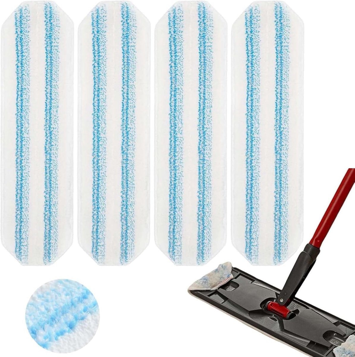 4-pack, mop pad replacement suitable for O Cedar H2prO mop system, mop head replacement suitable for O-Cedar/Vileda H2prO, machine washable, reusable pad