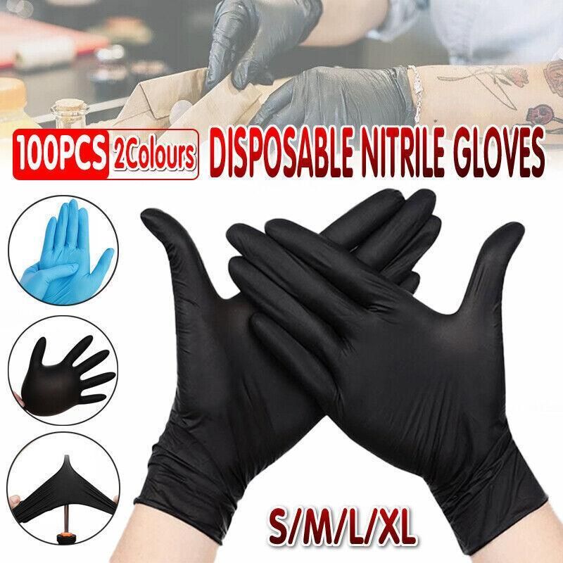 Thick Black Nitrile Gloves Industrial Mechanic Tattoo Tradie Rubber Protection - XL โ image 2