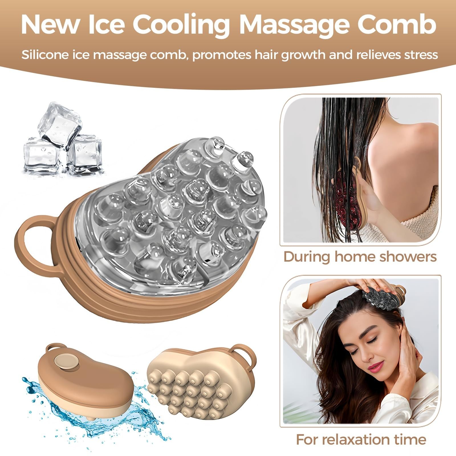 Ice Compress Scalp Massager Brush, Cold Therapy Head Massager for Migraine Relief & Hair Care, Reusable Promotes Hair Growth & Scalp Care Massage Tool — image 3