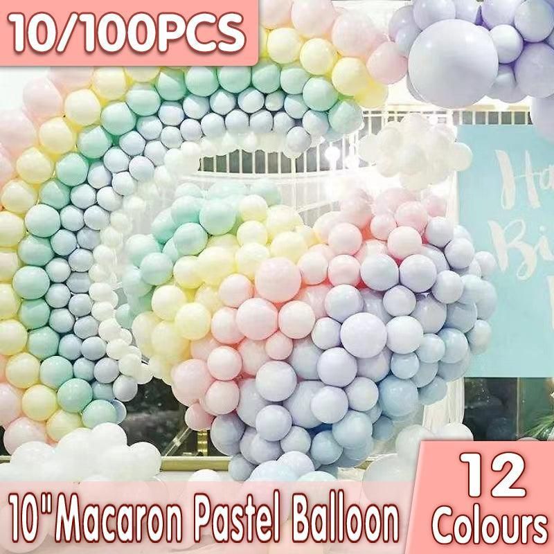 25cm Pastel Latex Balloons for Party Decoration Macaron Colour Helium Air Fill 10/100PCS - Grey 100PCS — image 2