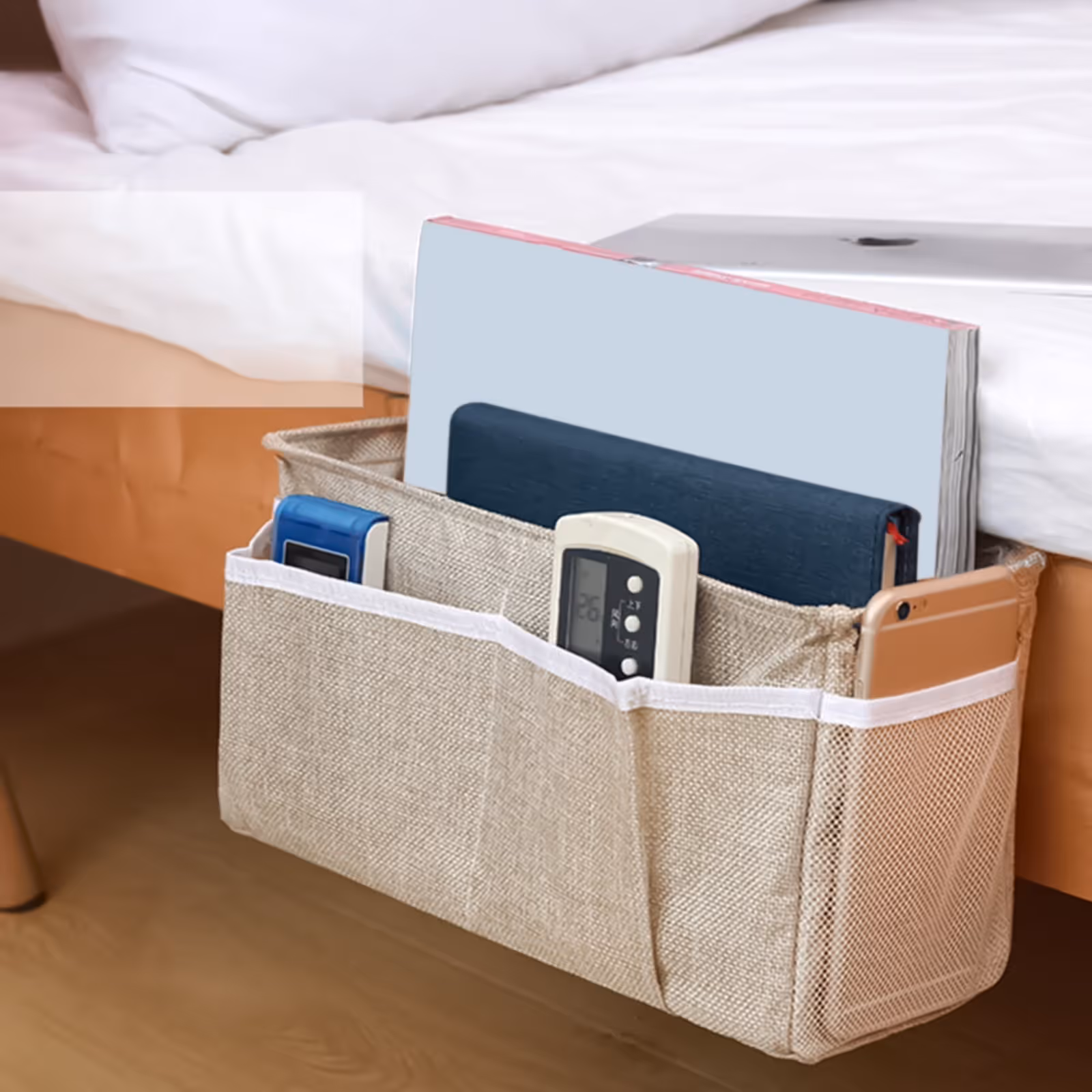Bedside Caddy, Bedside Storage Bag Hanging Organizer for Bunk and Hospital Beds,Dorm Rooms Bed Rails,Can be Placed, Dark Grey, 31 × 11 × 16 cm — image 4