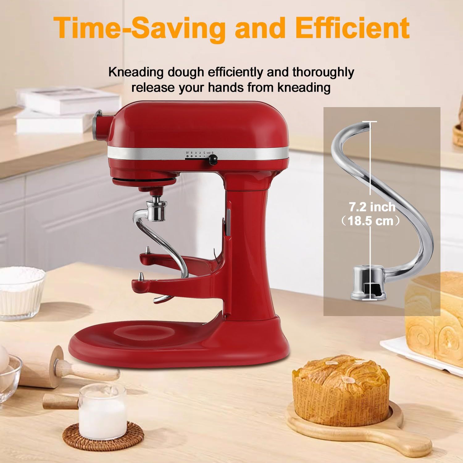 Dough Hook for Mixer, Stainless Steel Spiral Dough Hook Attachment for Lift Stand Mixers Household flour mixer head โ image 4