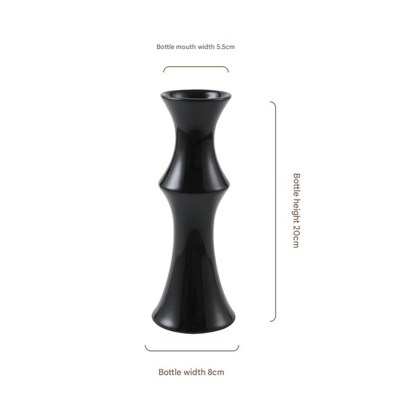 Glossy Black Ceramic Vase - Unique Bamboo-Look Design (20x8x5.5cm) โ image 2