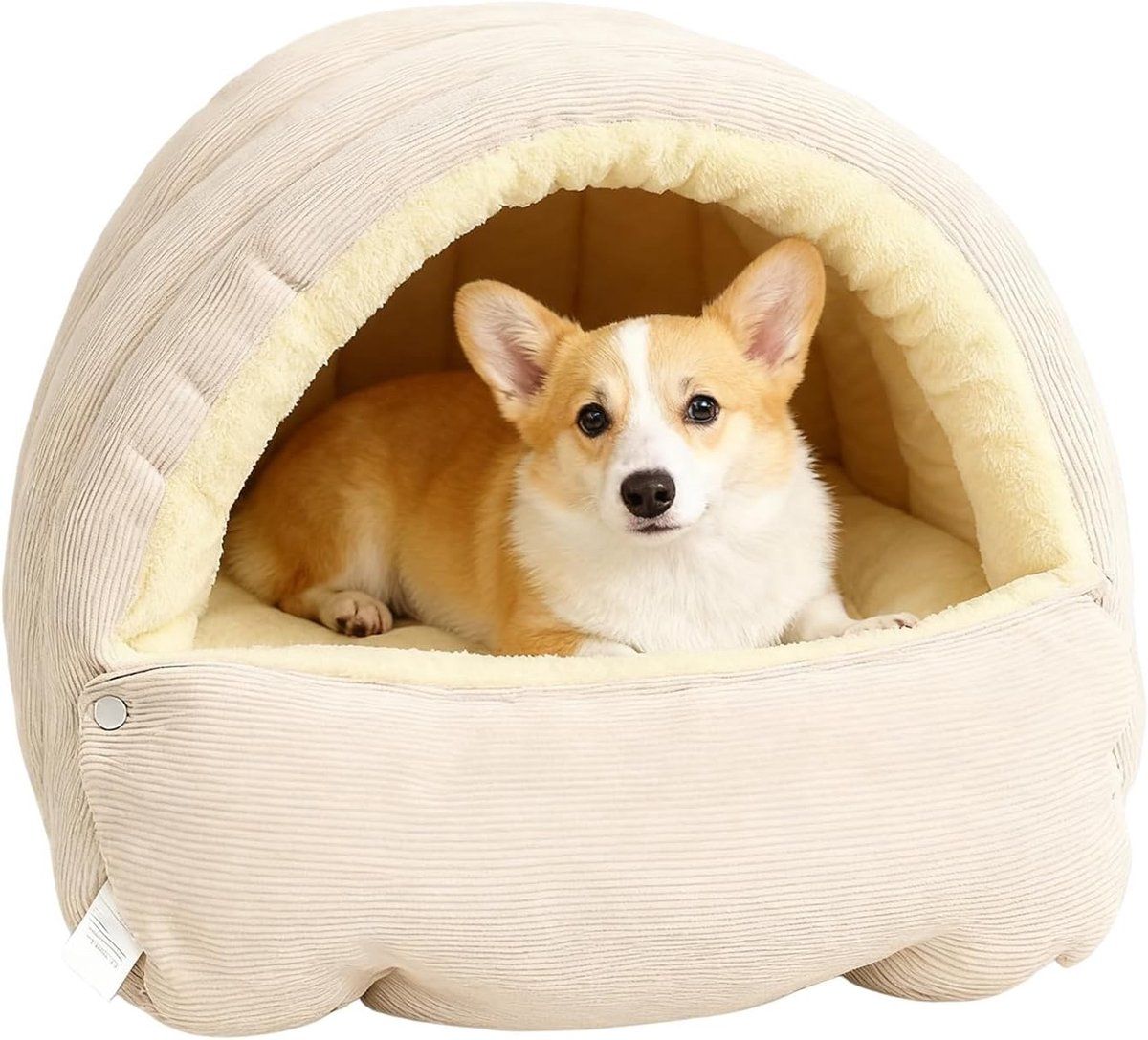 Cat Basket, Cat House, Cat Bed, Puppy Bed Cave, Nest-shaped Crate, 45 x 30 x 19 cm, Beige β image 2