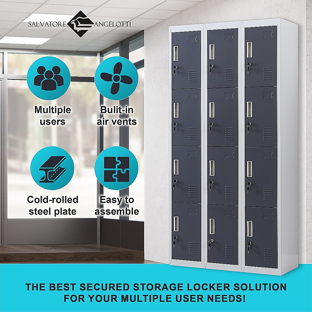 12-Door Locker for Office Gym Shed School Home Storage - Standard Lock with Keys โ image 4