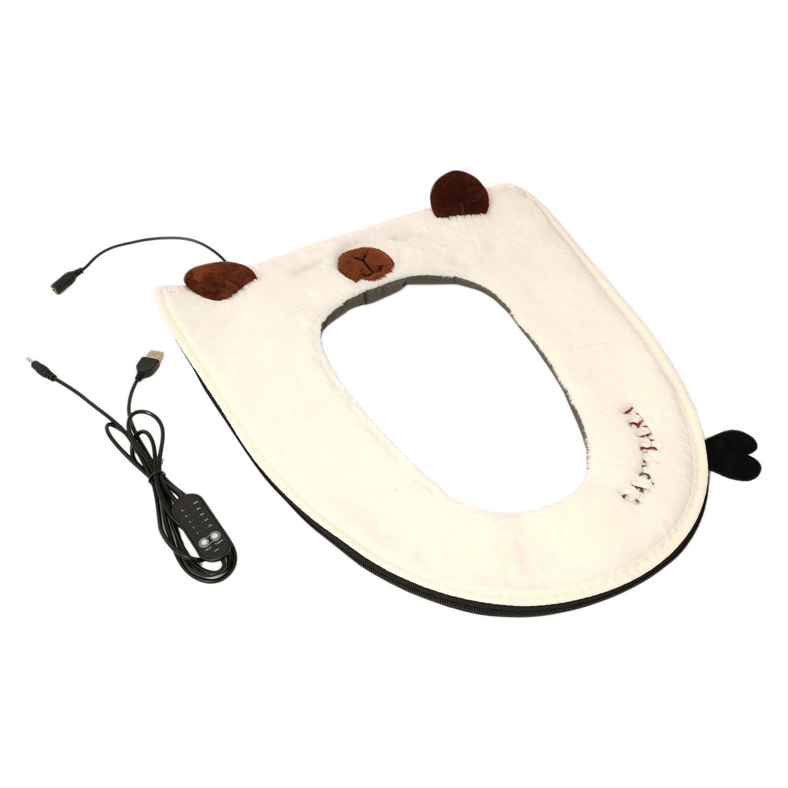 USB Heated Toilet Seat Cover with Capybara Design β Soft Plush, Washable, Fast Heating, 5-Level Temperature & Timer Control for Cozy Winter Bathroom Use