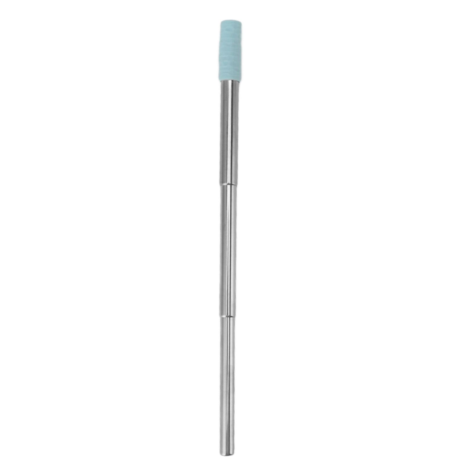 Collapsible Stainless Steel Drinking Straw Reusable Metal Straw with Cleaning Brush for Travel Work Blue โ image 3