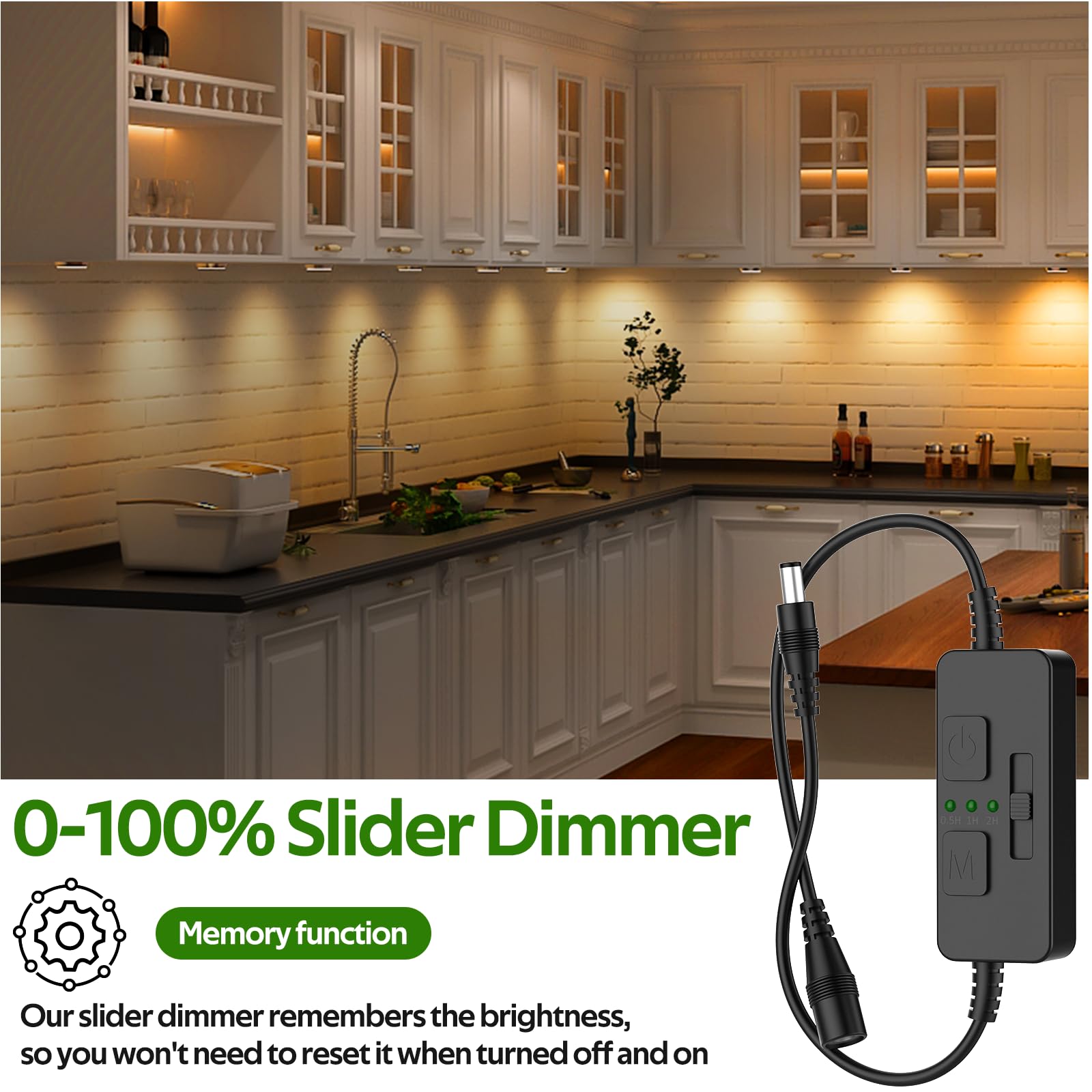 Single Color Slider Dimmer with Timer - PWM 1pc DC 5V/12V/24V LED Controller, 36W Max, Slide Brightness Control & Auto-Off for LED Strip Lights — image 3