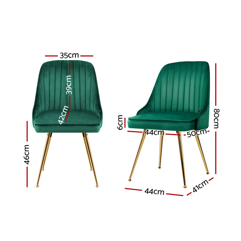 Artiss Dining Chairs Set of 4 Velvet Channel Tufted Green โ image 2