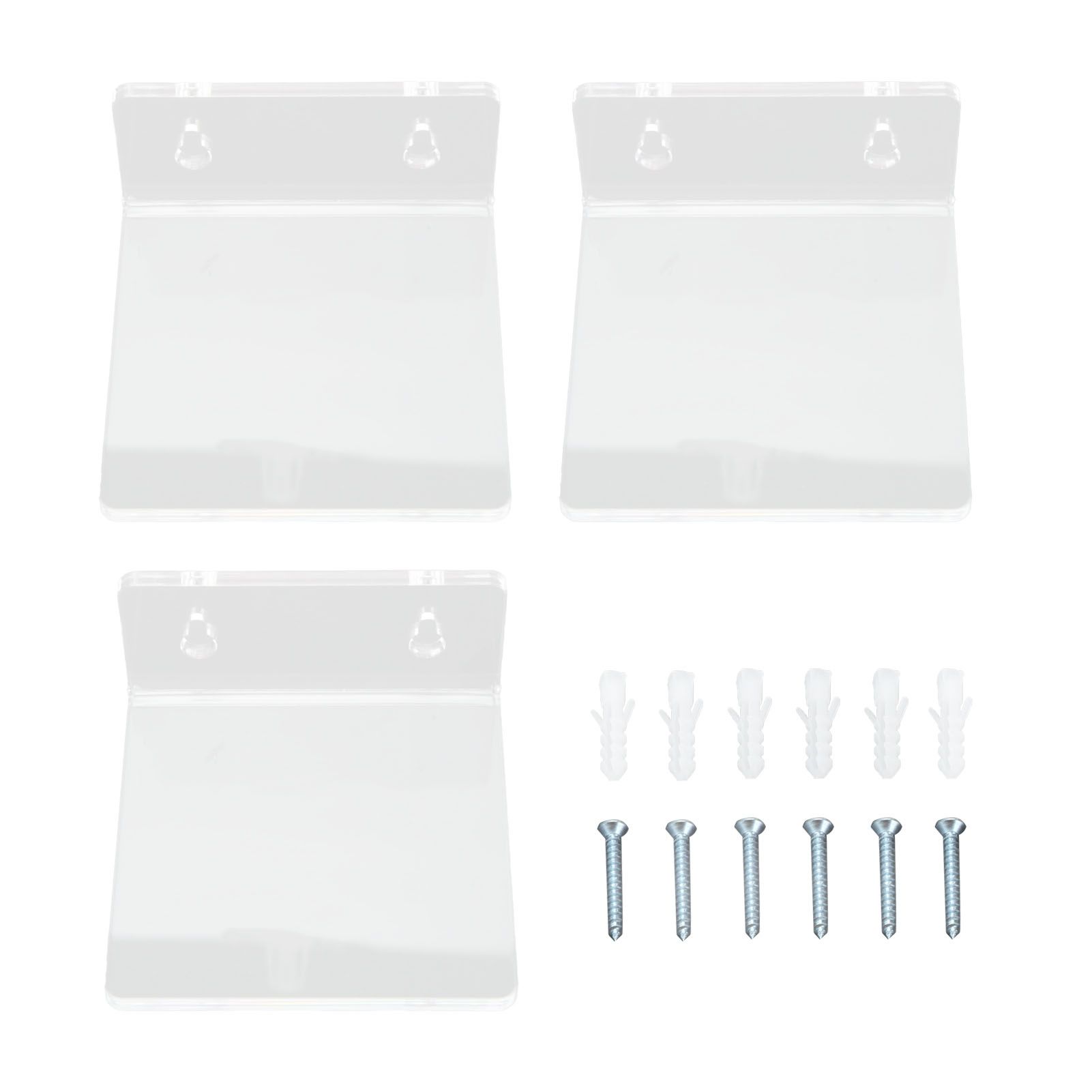 3PCS Clear Acrylic Display Rack Wall Mounted Floating Shelf for Home Toys Potted Plant Doll