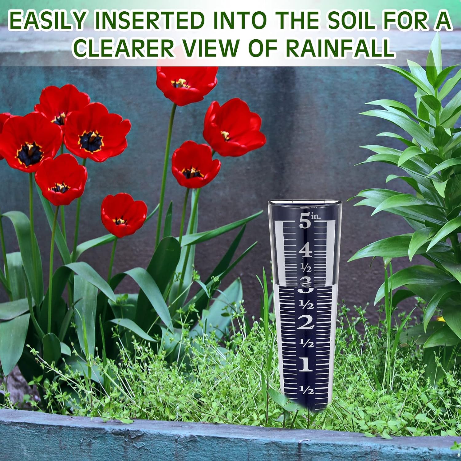 4 Pcs 5 Inch Capacity Rain Gauge Outdoor Easy to Read Acrylic Gauges Measure and Monitor Precipitation Magnifying Scale Numbers for Garden Yard Field Lawn โ image 3