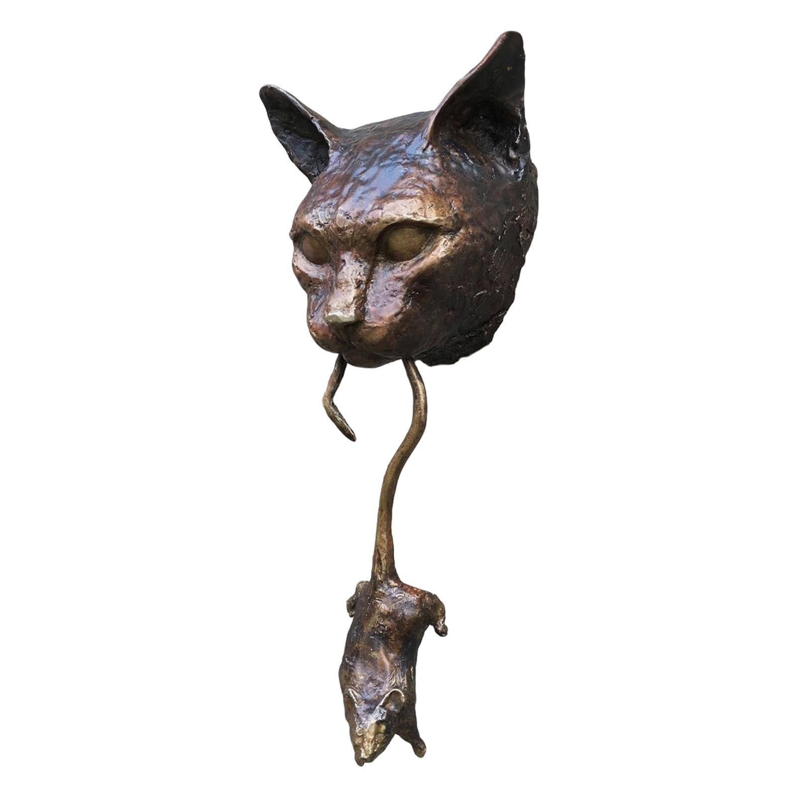 Cat and Mouse Wall Hangings Decor Cat Wall Mounted Sculpture Door Knocker Resin Statue Decoration for Home Door Outdoor Garden