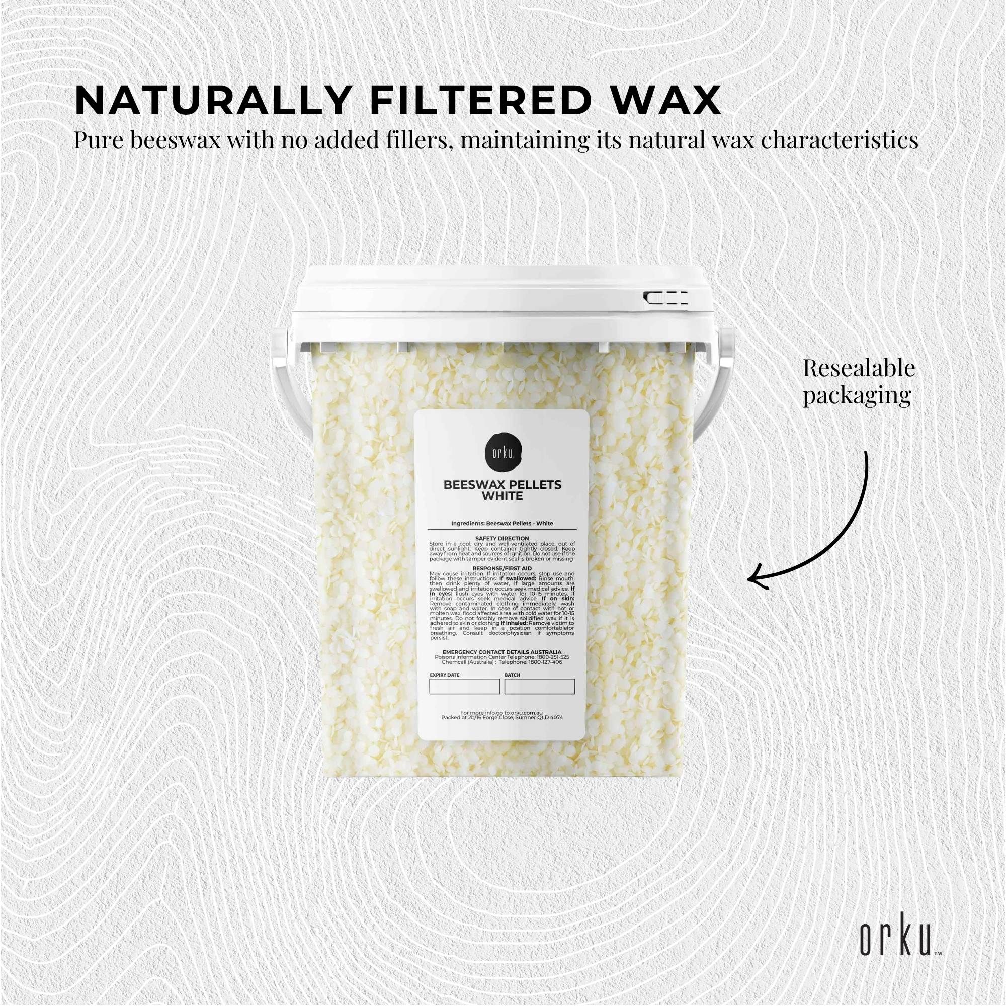 Orku 700g Pure Beeswax Pellets White BP Grade Refined Bead - Candle Cosmetic Tub — image 4