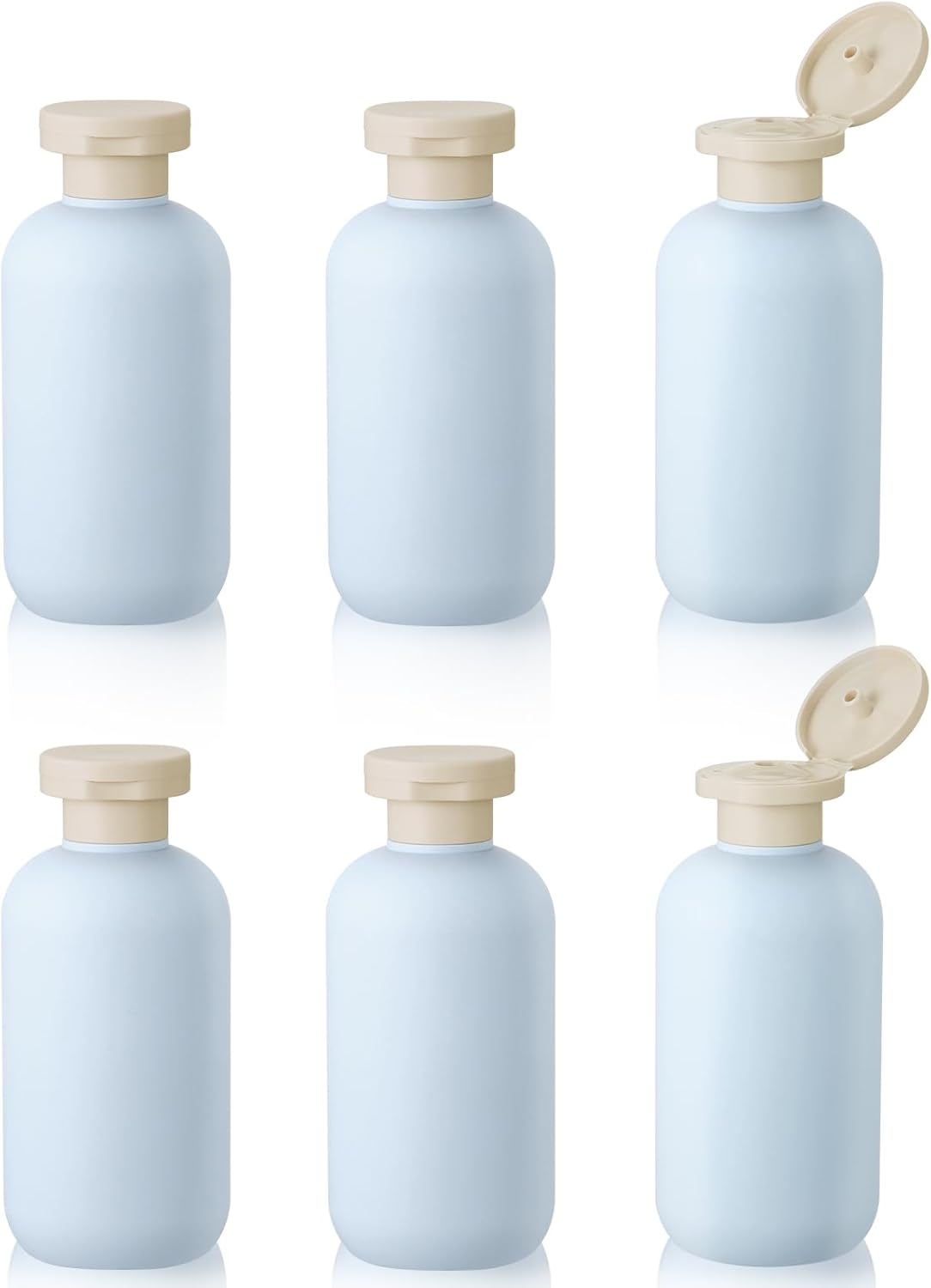 6 PCS Shampoo Travel Bottles, 200ml Refillable Travel Bottles Set for Toiletries,Empty Plastic Squeeze Bottles with Flip Cap for Conditioner, Lotions and