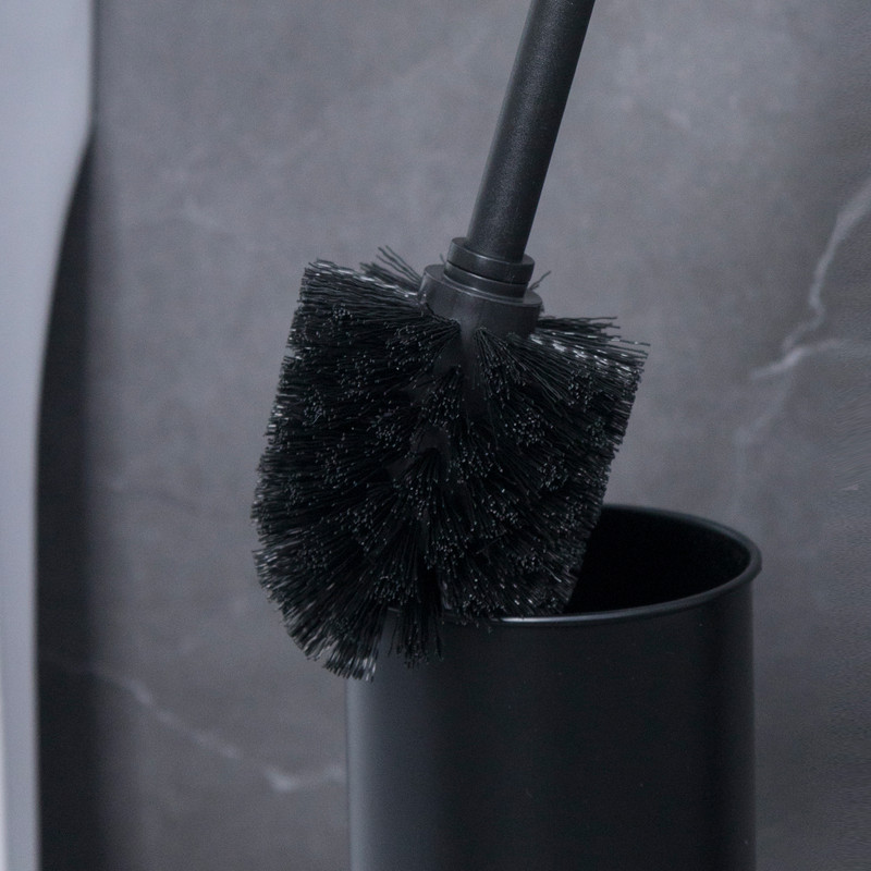 2-in-1 Iron Floor Standing Roll Paper Holder and Bamboo Lid Toilet Brush For Bathroom and Toilet-Black โ image 6