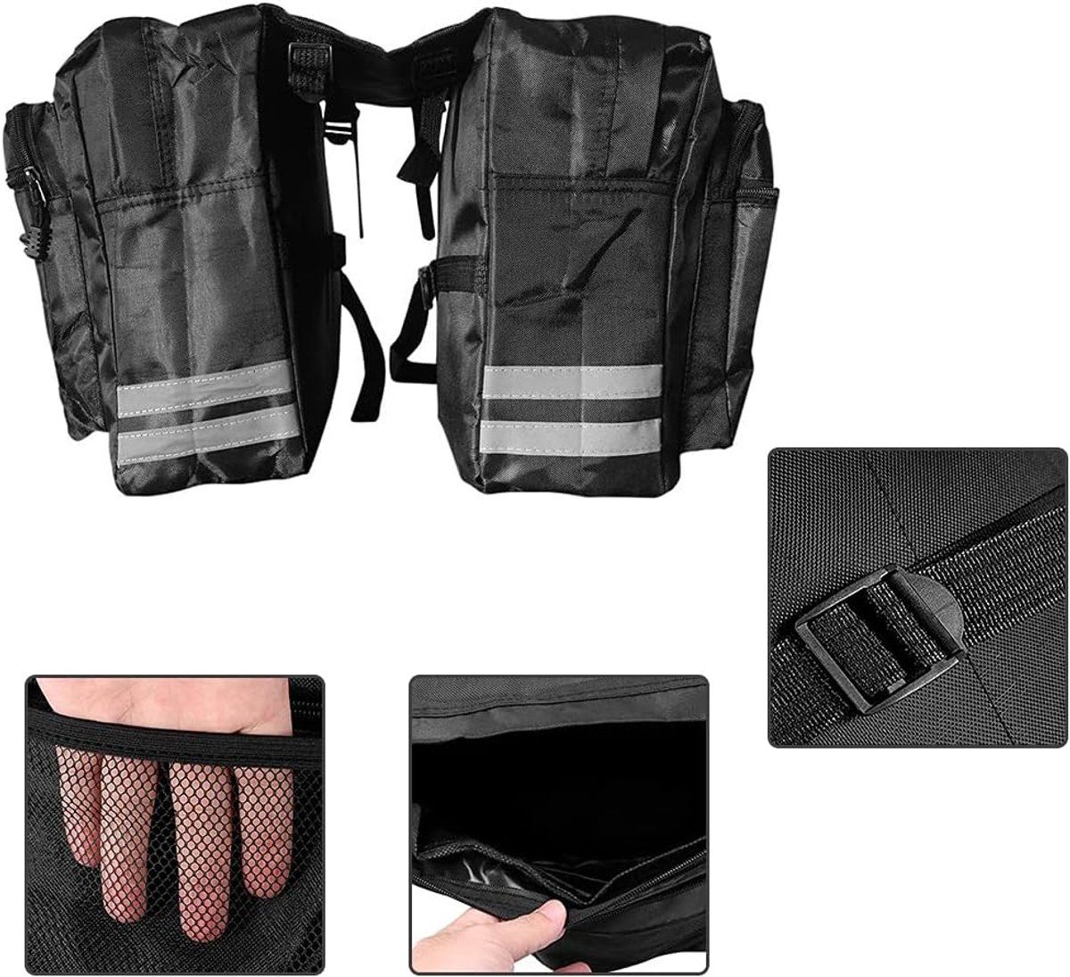 Waterproof Bicycle Rear Pannier Bag with Rain Cover, Large Capacity Carrier Bag for Commuting, Touring and Outdoor Cycling, Black โ image 5